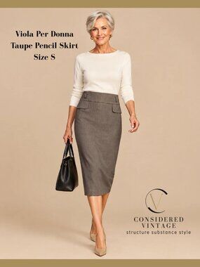 Viola Per Donna NWT Taupe Cotton Blend Lined Pencil Skirt 15" W
